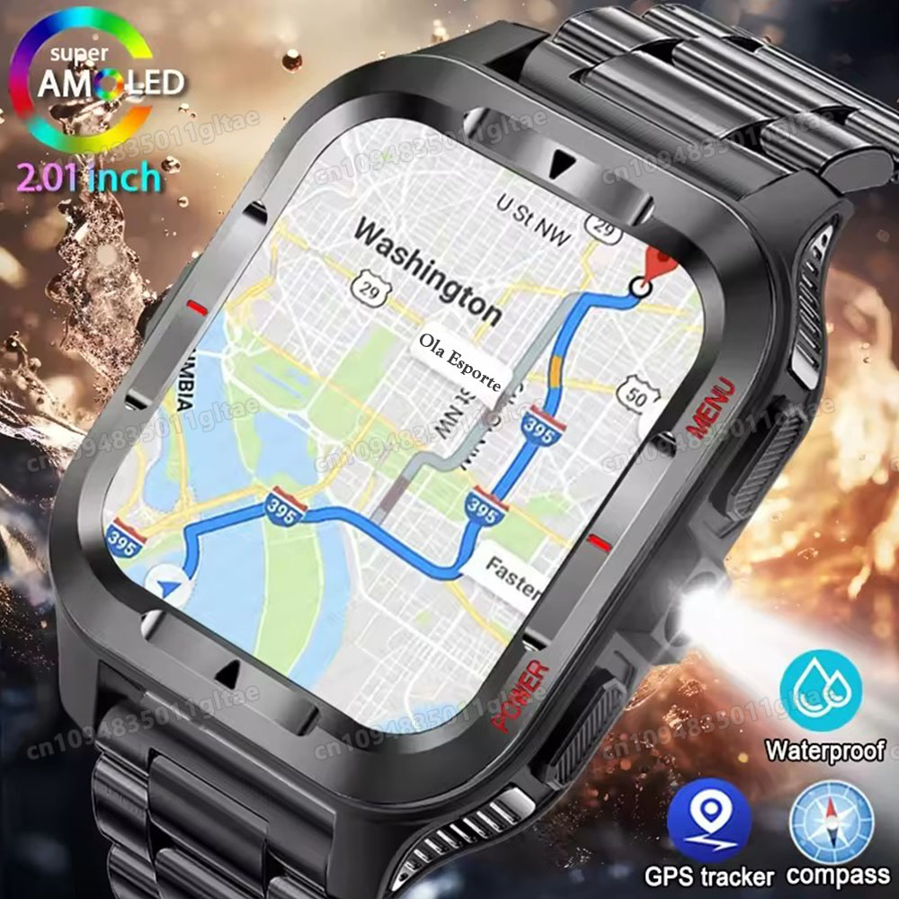 Phase Esports & Gaming Festival - 頑丈な軍事アウトドアスポーツスマートウォッチ健康モニタリング音声アシスタントBluetooth通話LED懐中電灯新しいスマートウォッチMA27