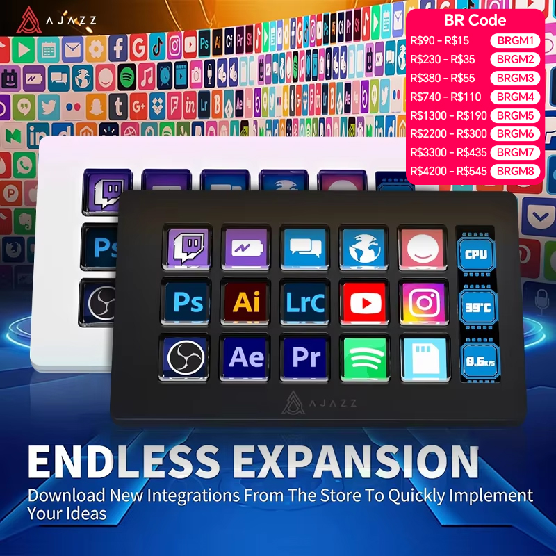 Elgato Stream Deck - AJAZZ AKP153E/AKP03E 多機能コンソールパネル デスクトップアシスタント 15マクロキートリガーアクション カスタムミニキーボード