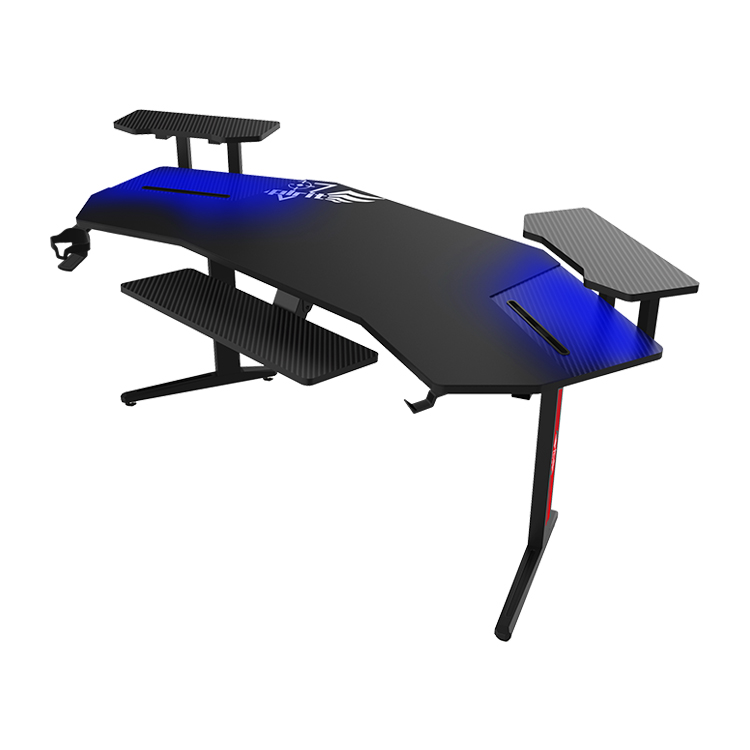 Gaming Esports Esports - 70インチ大型RGB LEDライト搭載eスポーツコンピューターゲーミングデスク、ブラックメタルコーナーPCゲーマーデスク（デスクトップRGB LEDライト付き）