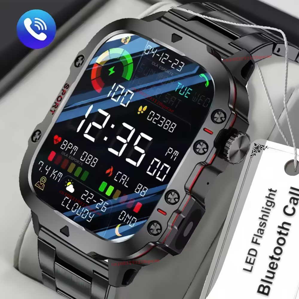 Phase Esports & Gaming Festival - 2026年新型ミリタリースマートウォッチ メンズ IP67 3ATM アウトドアスポーツフィットネストラッカー 血圧健康モニター