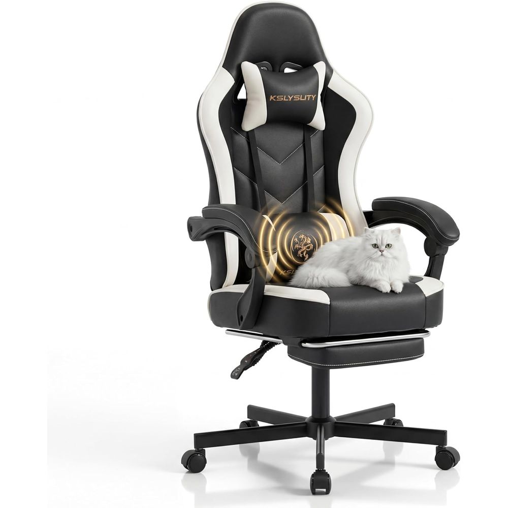 Video Gaming & Esports Usd Acc - デスクコンピューターゲーミングチェア - ハイバック人間工学に基づいたオフィスチェア、フットレストとランバーサポート付き、回転式快適ホームゲーマービデオゲームチェア