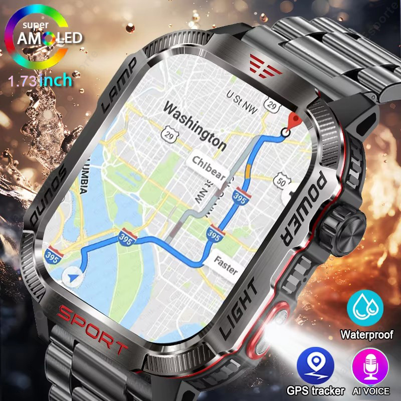 Phase Esports & Gaming Festival - 新しい軍事 GPS スマートウォッチ男性懐中電灯 IP68 防水 600mAh