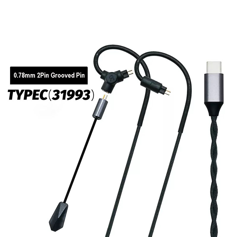 Esports Gaming Gear - 0.78 QDC MMCXゲーミングイヤホンケーブル 3.5mm Type C