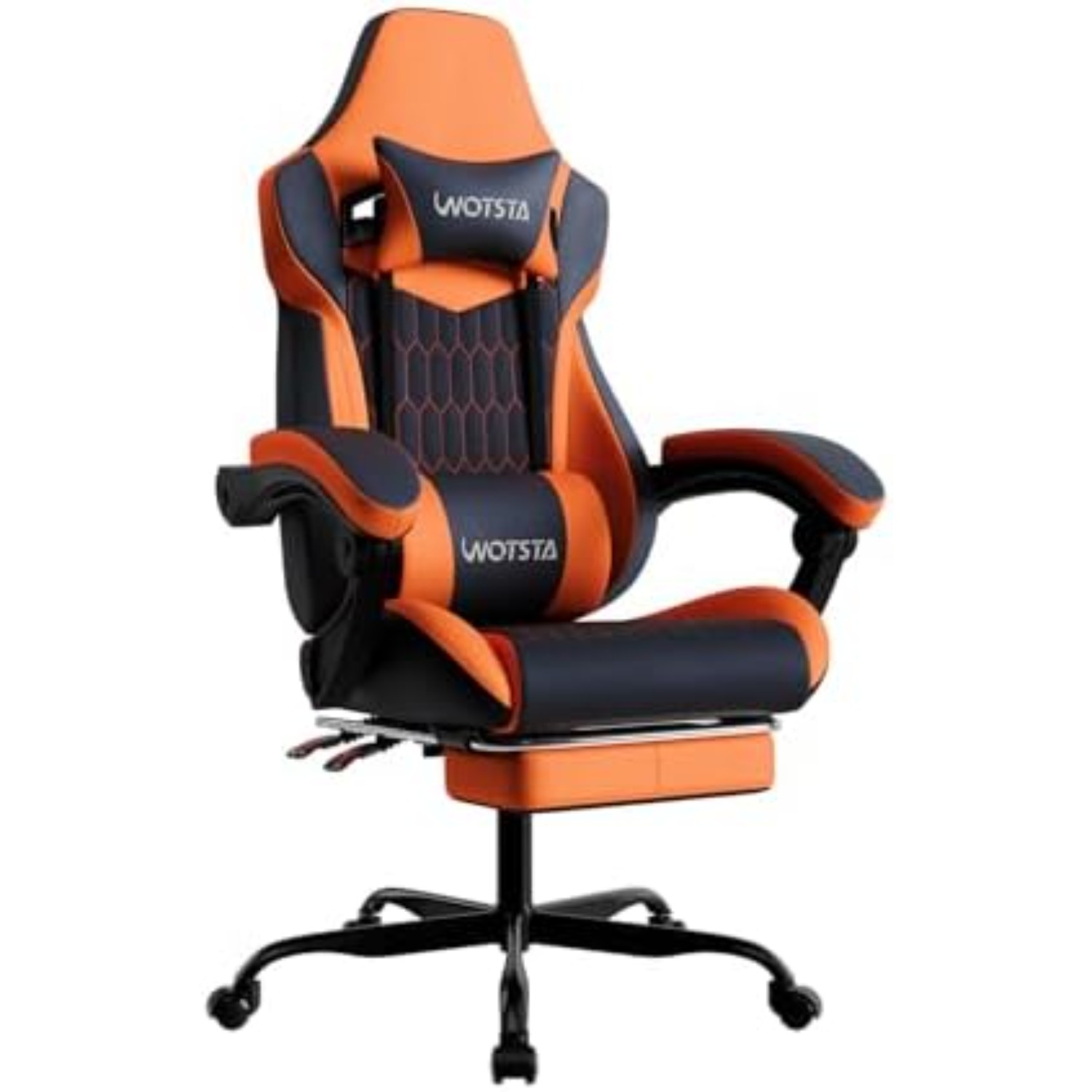 Gaming & Esports District - フットレスト付きゲーミングチェア、ハイバックゲーミングチェア、PVCレザー製人間工学に基づいたゲーマーチェア、調節可能なヘッドレストとランバーサポート付き