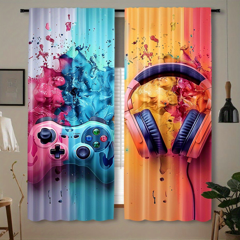 ゲーミングコントローラーカーテン、カラフルなヘッドフォンプリ - Esports Gaming Youtube のレビューと価格