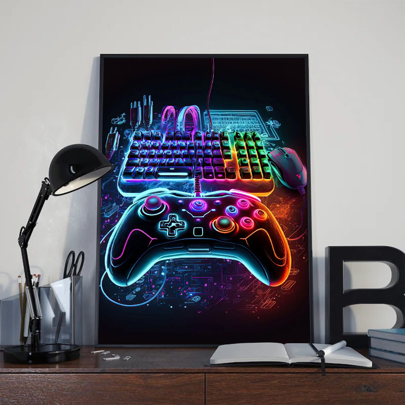 モダンなネオンポップクールなゲーミングウォールアートポスター - Esports Gaming Youtube のレビューと価格