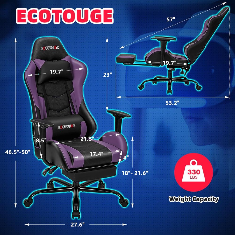 レーシングスタイルのゲーミングチェア（フットレスト付き）、ハ - Gaming & Esports District のレビューと価格