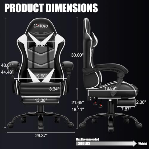 フットレスト付きゲーミングチェア、レーシングスタイル、ランバ - Video Gaming & Esports Usd Acc のレビューと価格