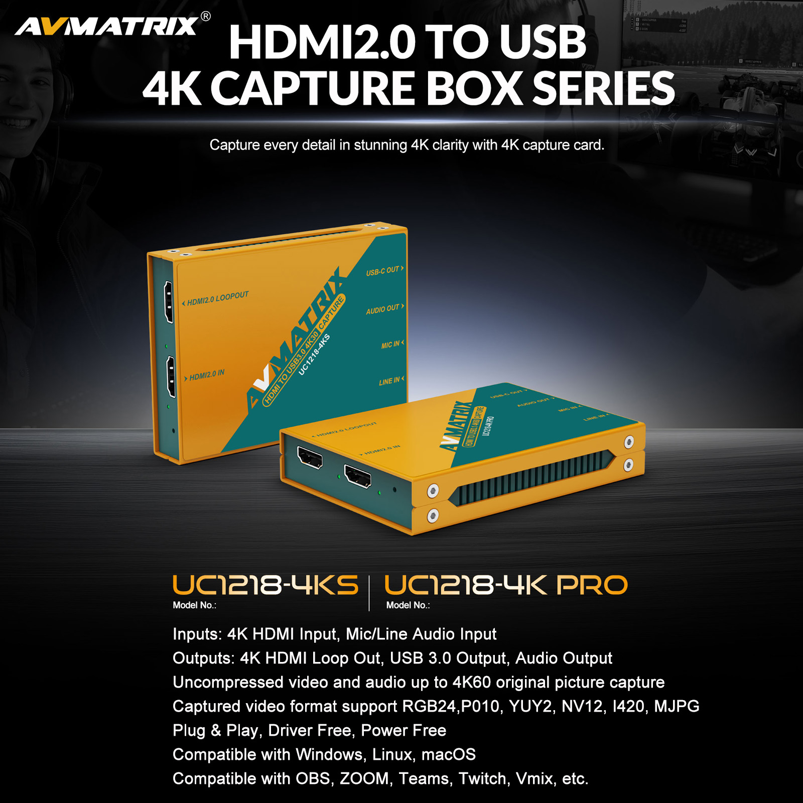 AVMATRIX 4K USB3.0 ビデオキャプチャカード - Video Gaming & Esports Usd Acc のレビューと価格