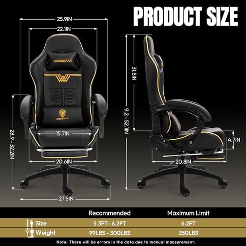 大型で背の高いゲーミングチェア、350ポンド耐荷重、マッサー - Gaming & Esports District のレビューと価格