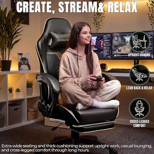 大型で背の高いゲーミングチェア、350ポンド耐荷重、マッサー - Gaming & Esports District のレビューと価格