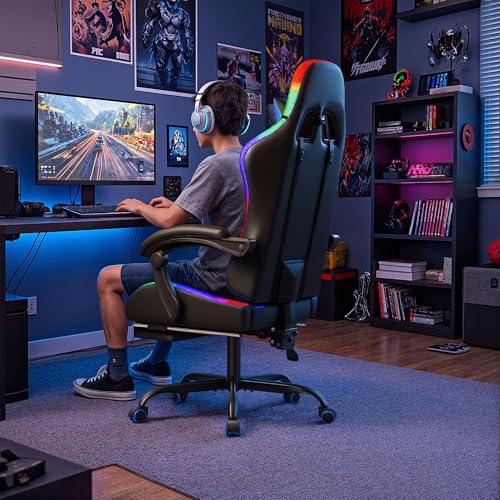 ゲーミングチェア、フットレストとマッサージランバーサポート付 - Video Gaming & Esports Usd Acc のレビューと価格