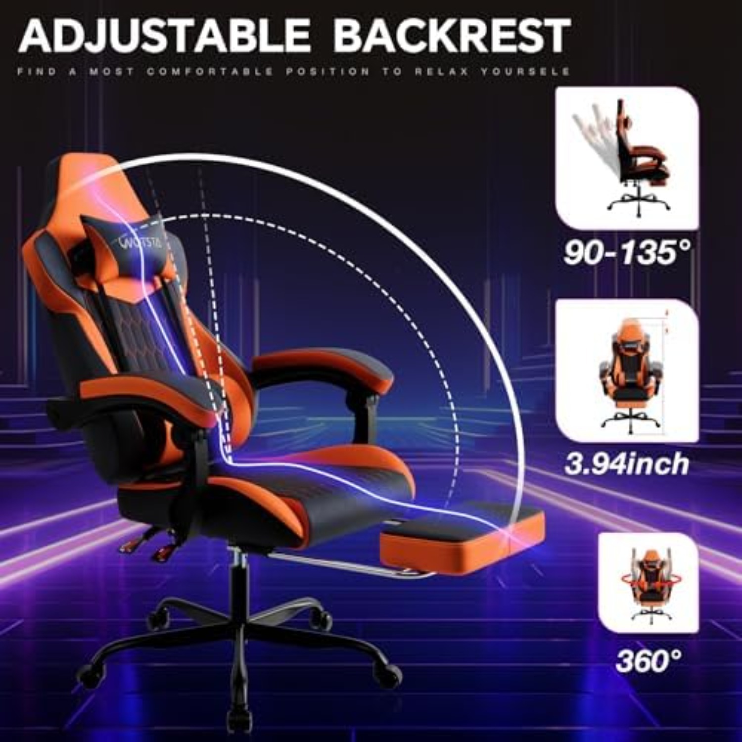 フットレスト付きゲーミングチェア、ハイバックゲーミングチェア - Gaming & Esports District のレビューと価格